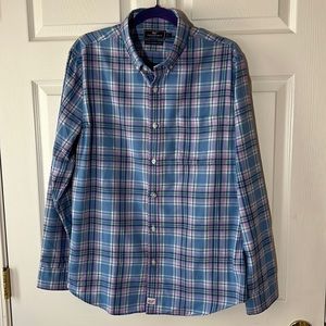 Vineyard Vines Performance Blue & Pink Slim Fit‎ Murray Shirt Long Sleeve, Sz L